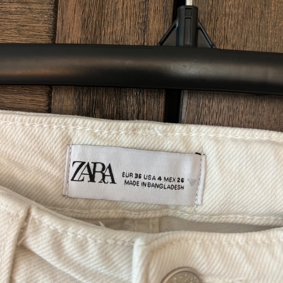 Zara High Rise Straight Leg Denim Off White Size 4 - Picture 4 of 6